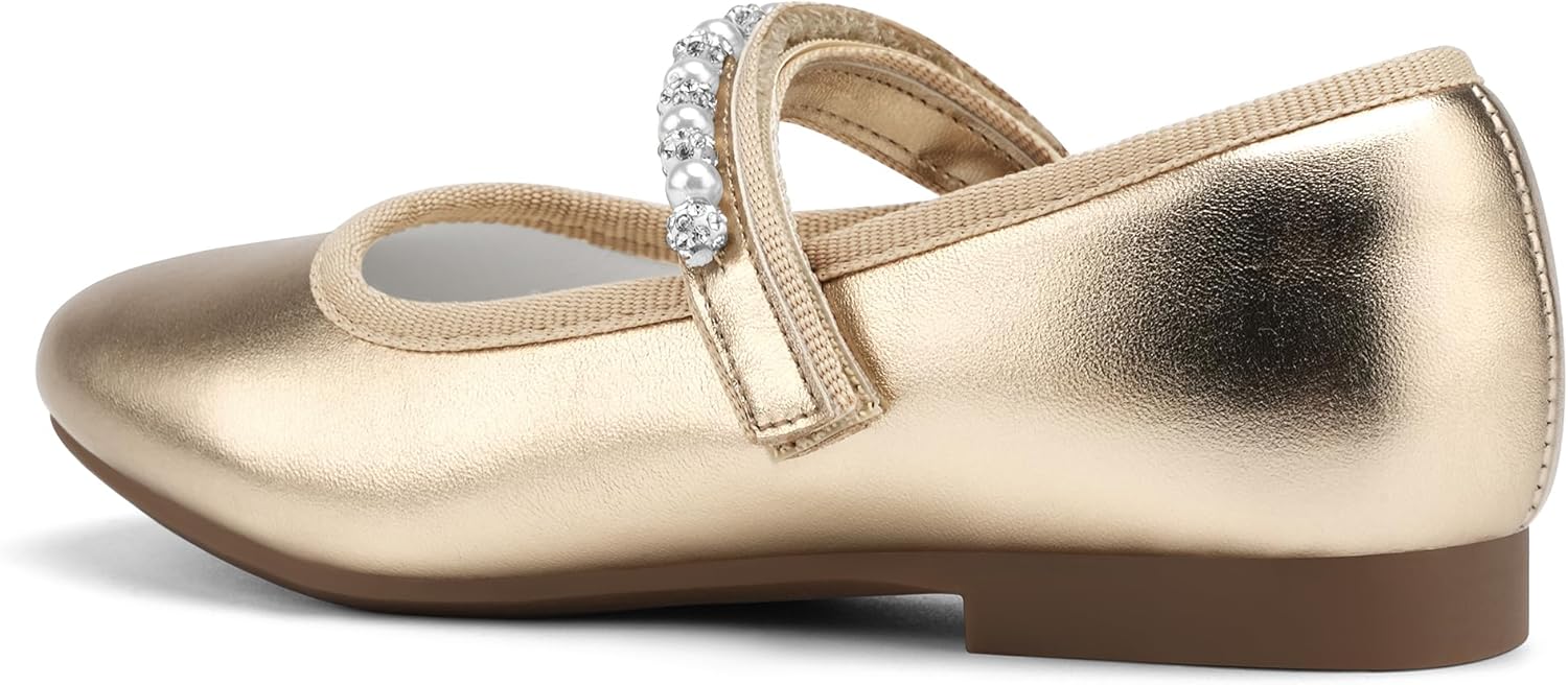 Stelle Girls Wedding Dress Shoes Ballet Flats Flower Party Mary Jane with Beaded Straps Toddler/Little/Big Kids - Image 8