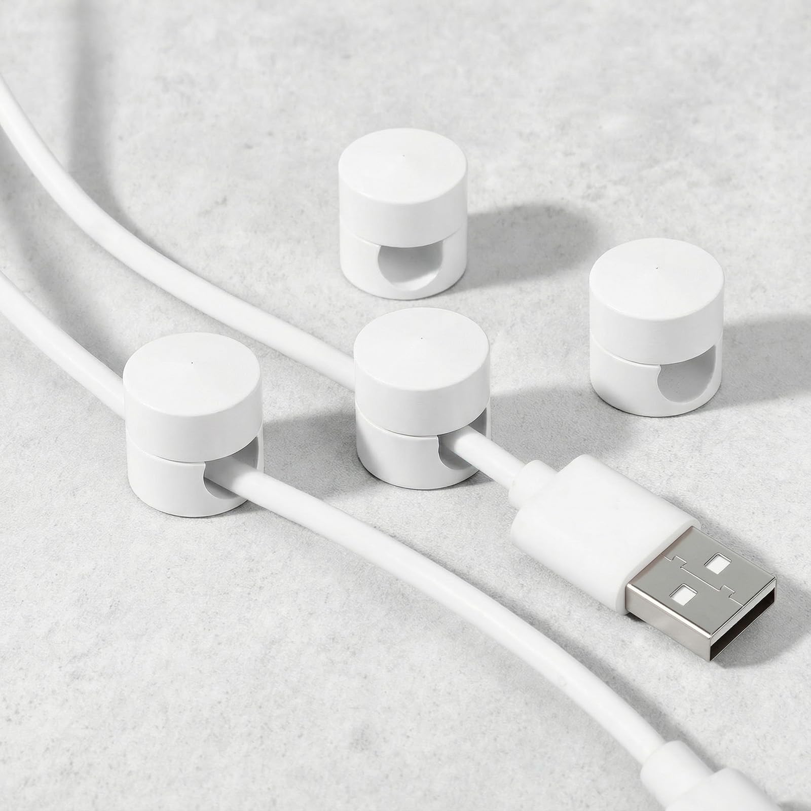 WJIAAA Cable Anchors Desk,4 Sets Adhesive Phone Charger Holders for Cords Gold Cord Management Clips Charging Cords Wire Holder Organizer Neatly for Desk Office Nightstand(white)