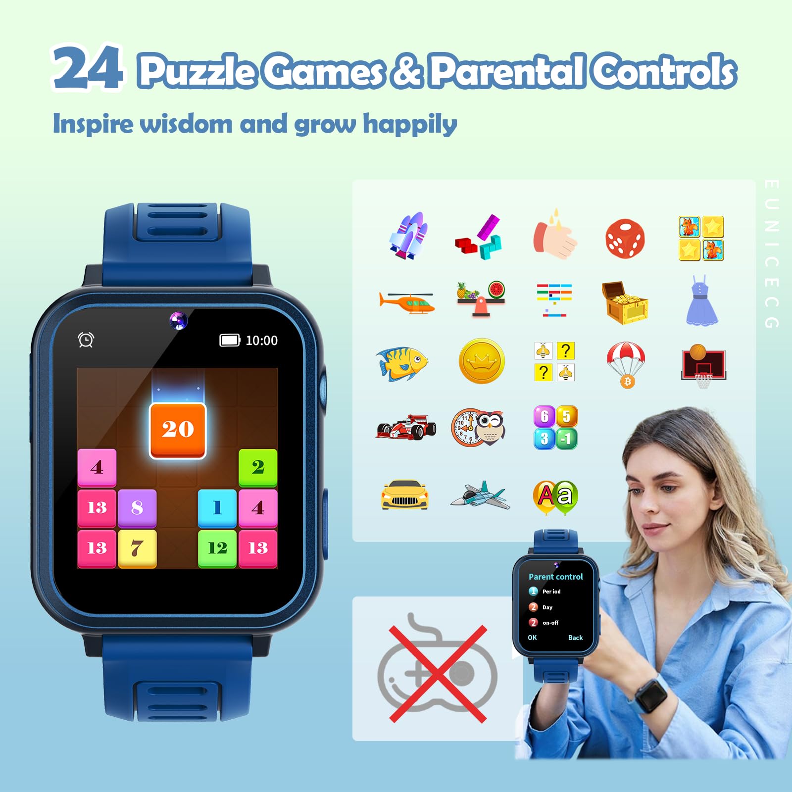 Smartwatch Dla Dzieci Chłopcy Dziewczynki 24 Gry MP3 Muzyka