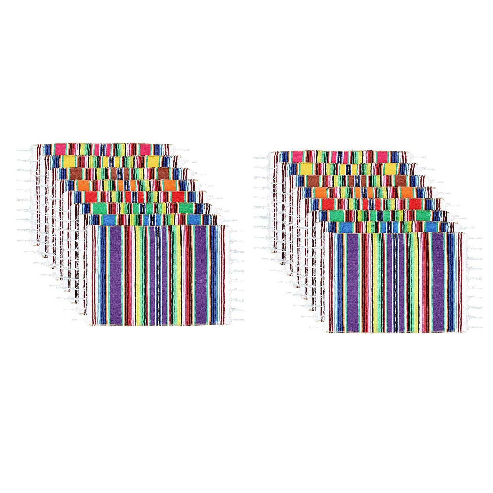 Tapis de table mexicain tissé pour décoration de fête, set multicolore à franges mariages