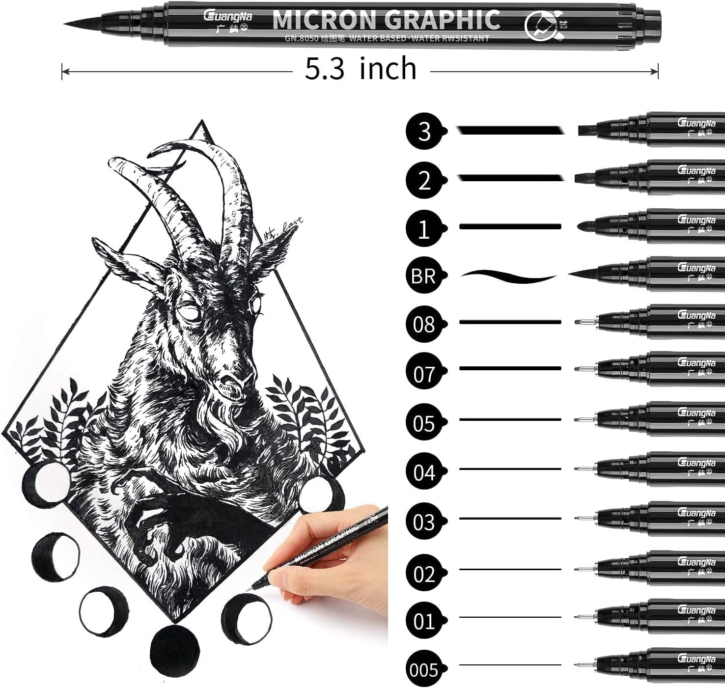 kingkindsun Set of 12 Micro Pens, Fine Point, Fineliner Ink Pens, Pigment Pen (Black), 1 count (Pack of 22) - Image 3
