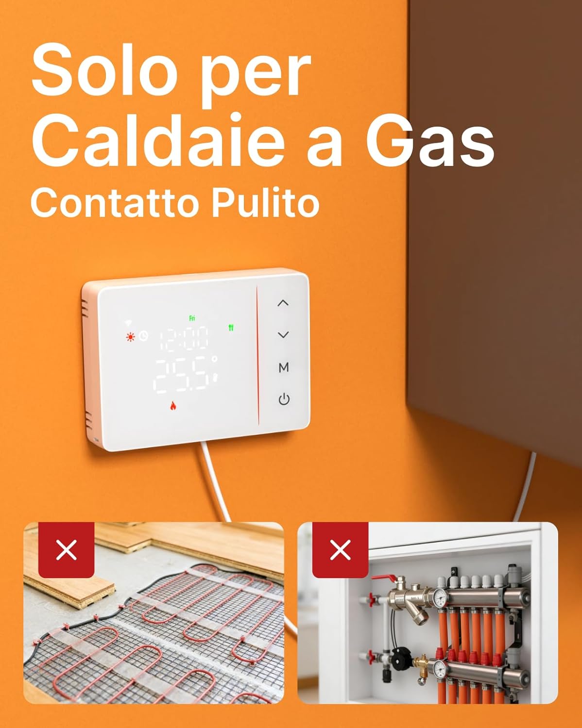 Priekyje view of the EZAIoT Smart Thermostat showing the display and buttons