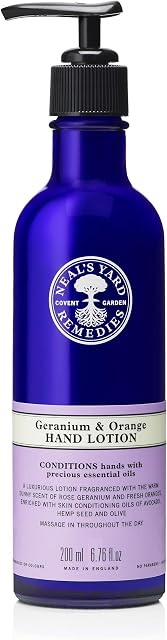 Neal's Yard Remedies Geranium & Orange Hand Lotion  Pump | Organic Hand Lotion with Geranium and Orange Essential Oils | Vegan Hand Lotion Made with Organic Ingredients | 200ml