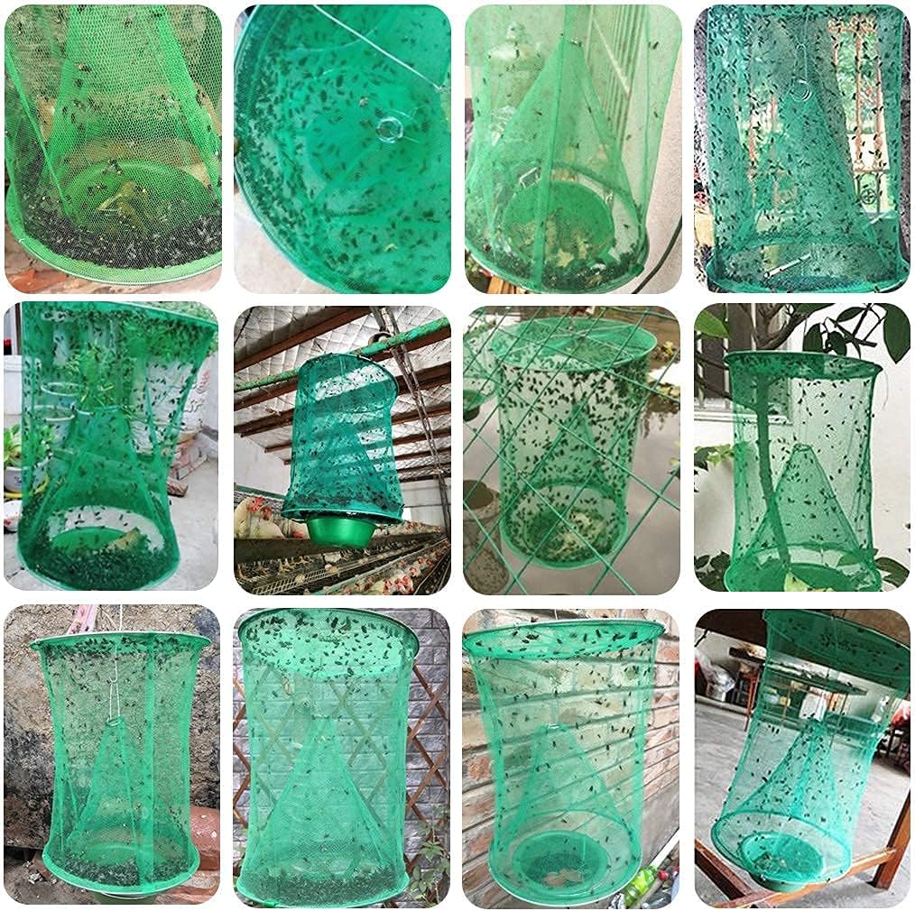 Stingmon 6 Pack Outdoor Ranch Fly Trap, Disposable Fly Traps Outdoor Hanging Cages, Fly Catcher Killer for Farm/Orchard