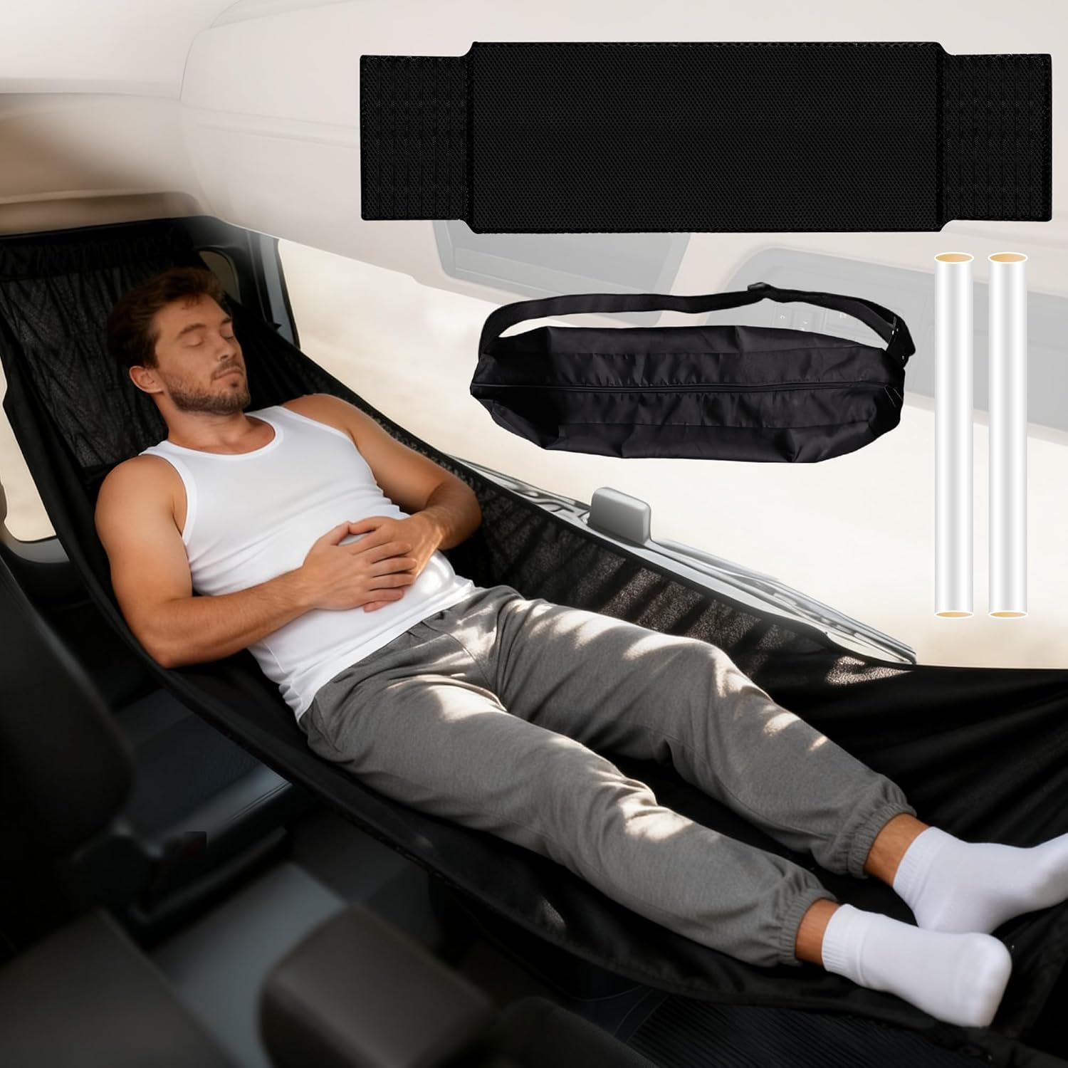 Truck Day Cab Hammock Heavy Duty Supports Over 150 kg Portable Hammock for Truck Front Seat with Storage Pouch