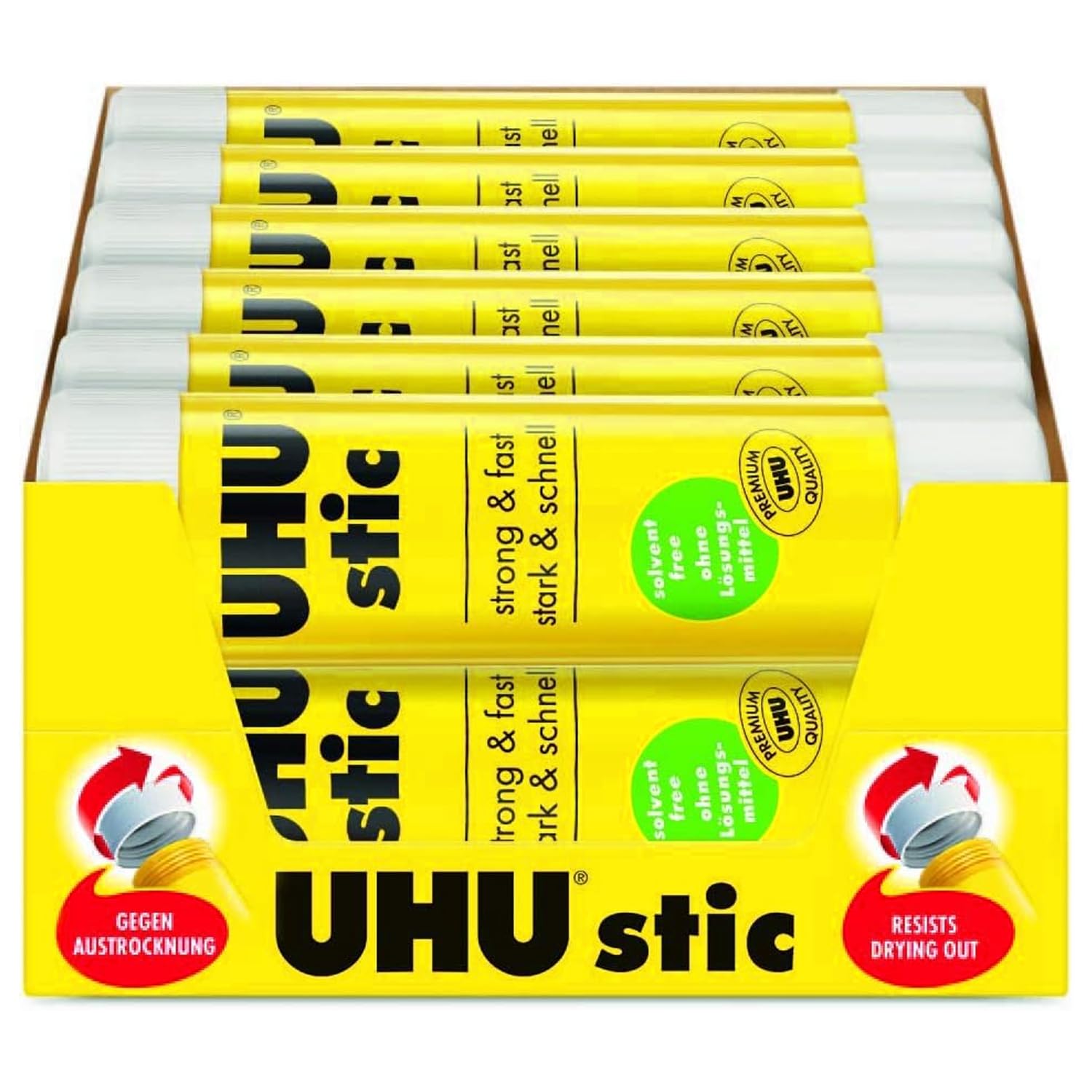 UHU Stic Lot de 24 bâtons de colle sans solvant Blanc sec Transparent Tubes de 40 g