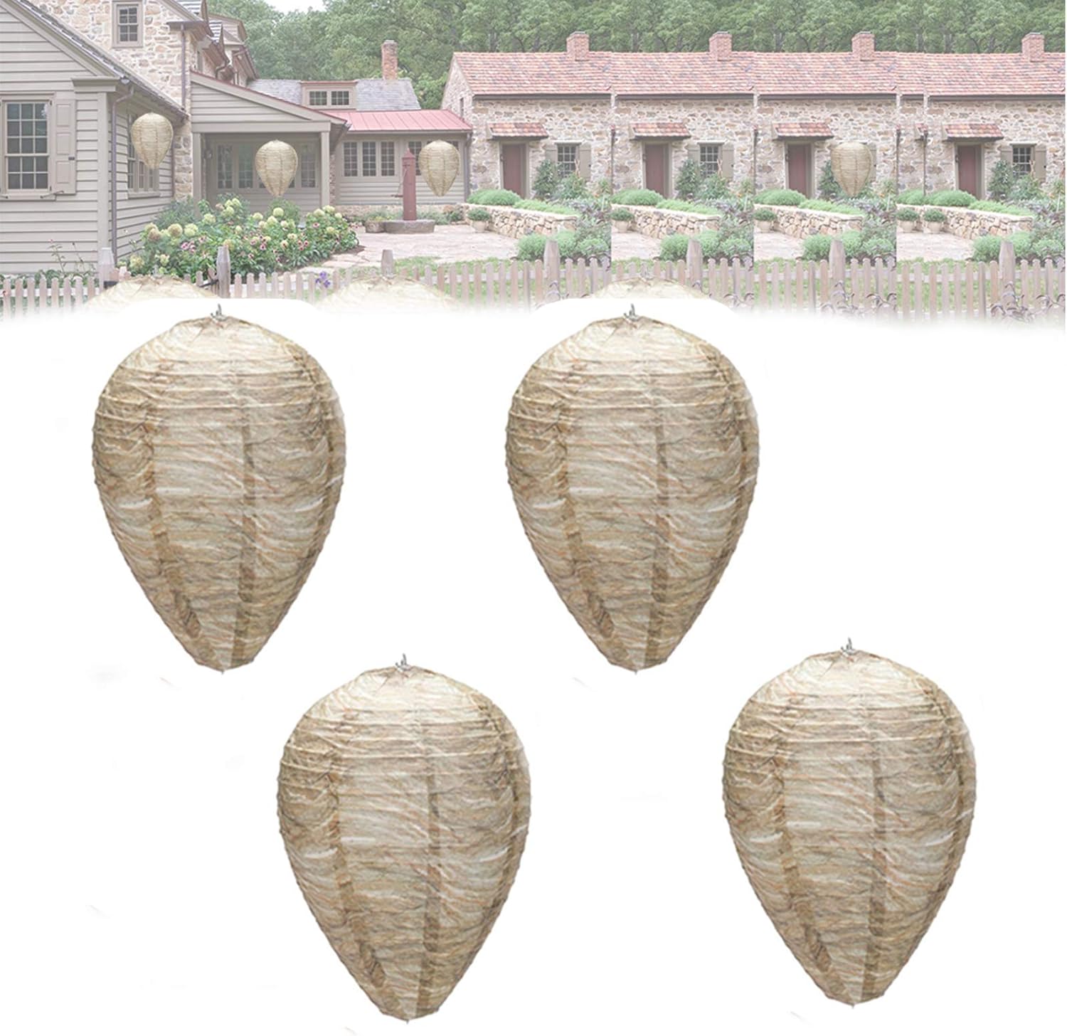 Antrixer Wasp Nest Decoy 4 Pack Hanging Fake Wasp Nest Effective Eco