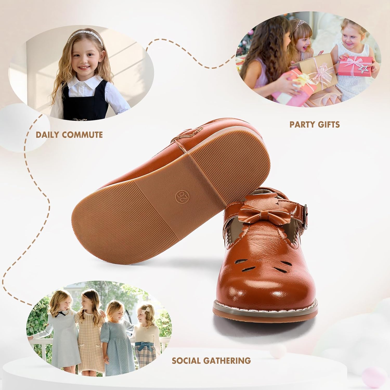 Toddler Little Girl Classic Mary Jane Uniform Shoes T-Strap Ballet Dress Flats for Girl Party Wedding School Shoes