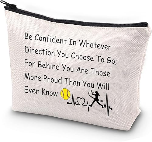 Regalos inspiradores de softbol bolsa de maquillaje de softbol regalos de equipo de softbol bolsa de softbol bolsa con cremallera bolsa de softbol