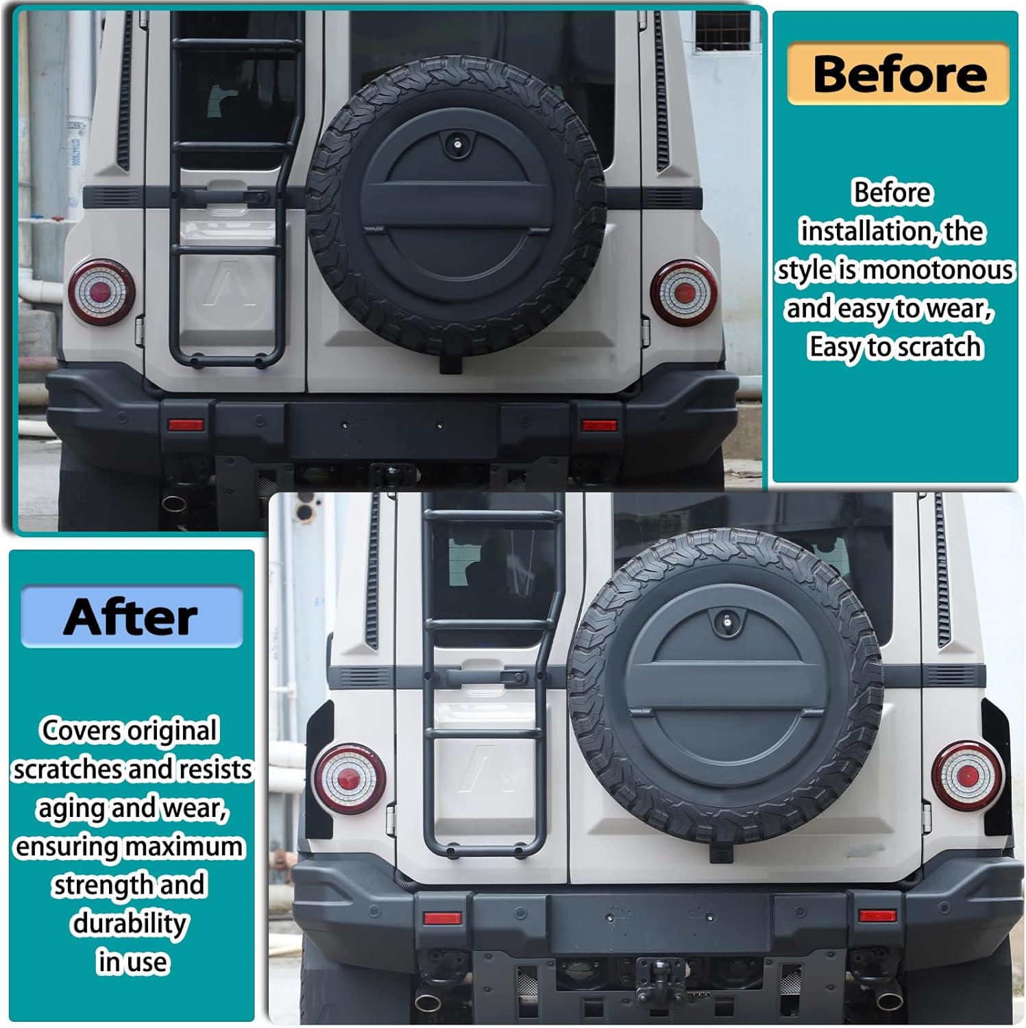 Spoiler protection trim on both sides of the taillights Compatible with Ineos Grenadier 2020-2025, Anti-Collision Protection Accessories on Both Sides of The car taillight Frame External (Piano Black)