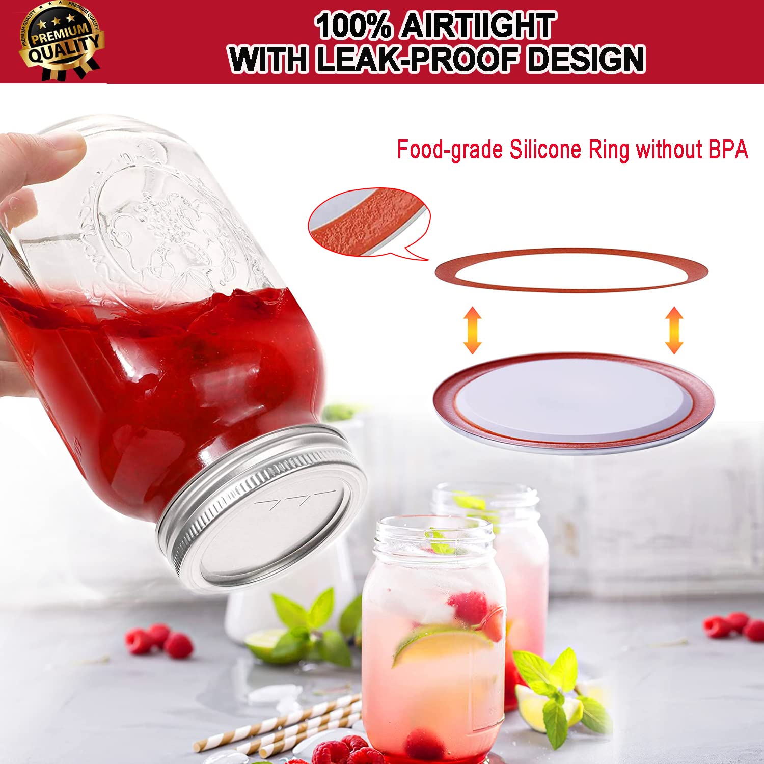 180-Pack Regular Mouth Canning Lids - 70mm Silver Tinplate, Airtight & Leak Proof For Mason Jars