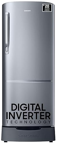 Samsung 223 L, 3 Star, Digital Inverter, Direct-Cool Single Door Refrigerator (RR24C2823S8/NL, Silver, Elegant Inox, Base Stand Drawer, 2024 Model)