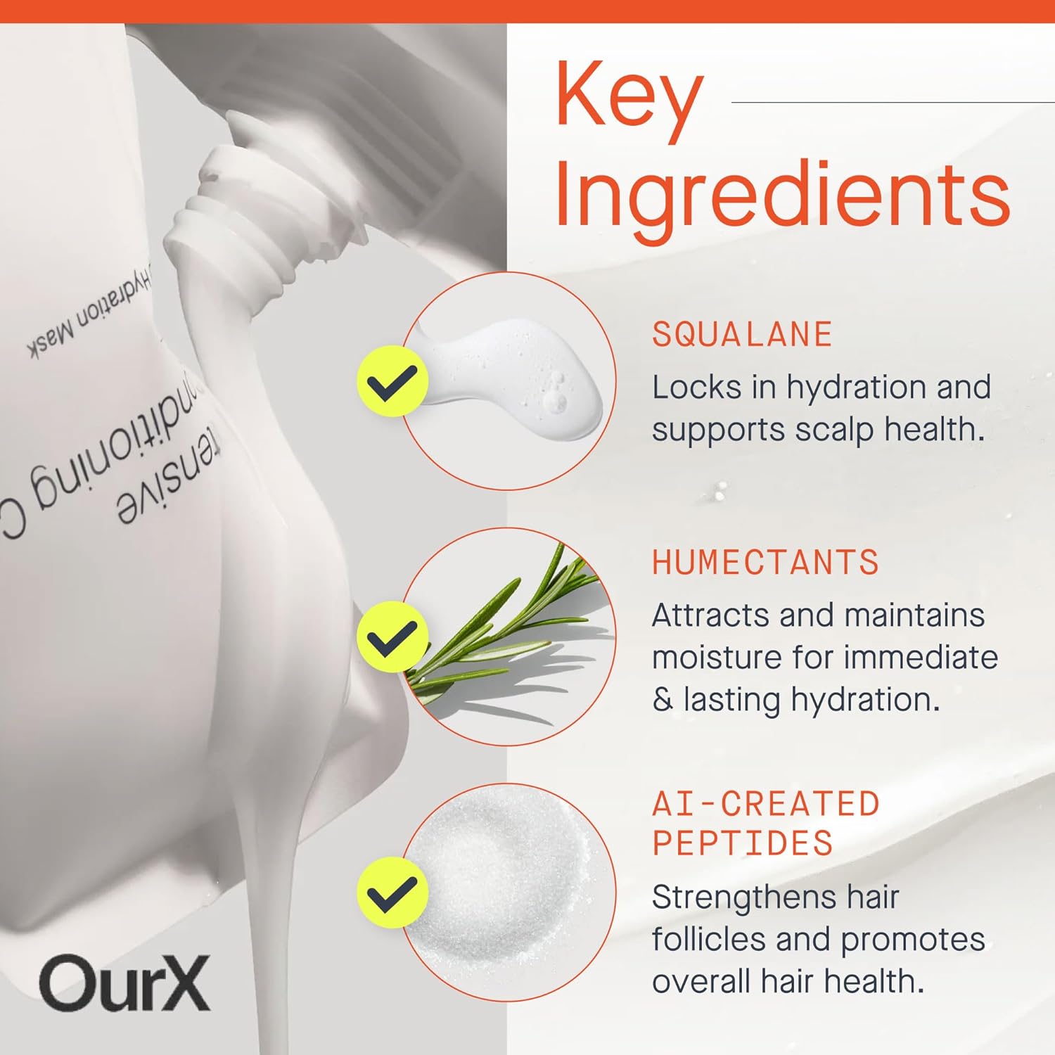 OurX Hydration Hair Mask – Intensive Conditioning Compound (300ml) | Deep Moisture & Repair for Curly, Coily & Frizzy Hair | Peptides + Squalane Formula for Hydrated, Defined Texture - Image 4