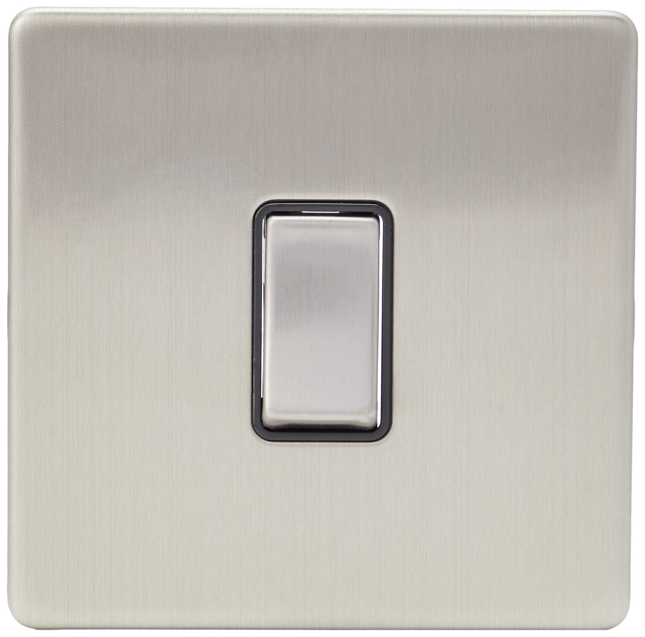 Aet Satin Chrome Sl1gswibs 1 Gang 10 A Screwless Black Insert Metal Rocker Switch