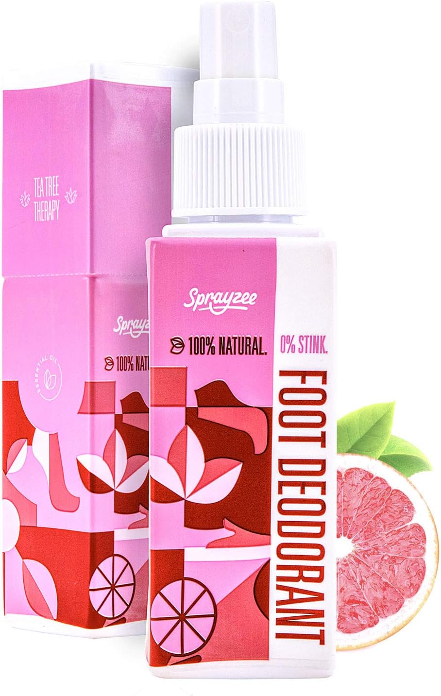 1 Strongest Natural Foot Deodorant Spray w. Tea Tree +9 E.Oils & Enzymes (Fruity