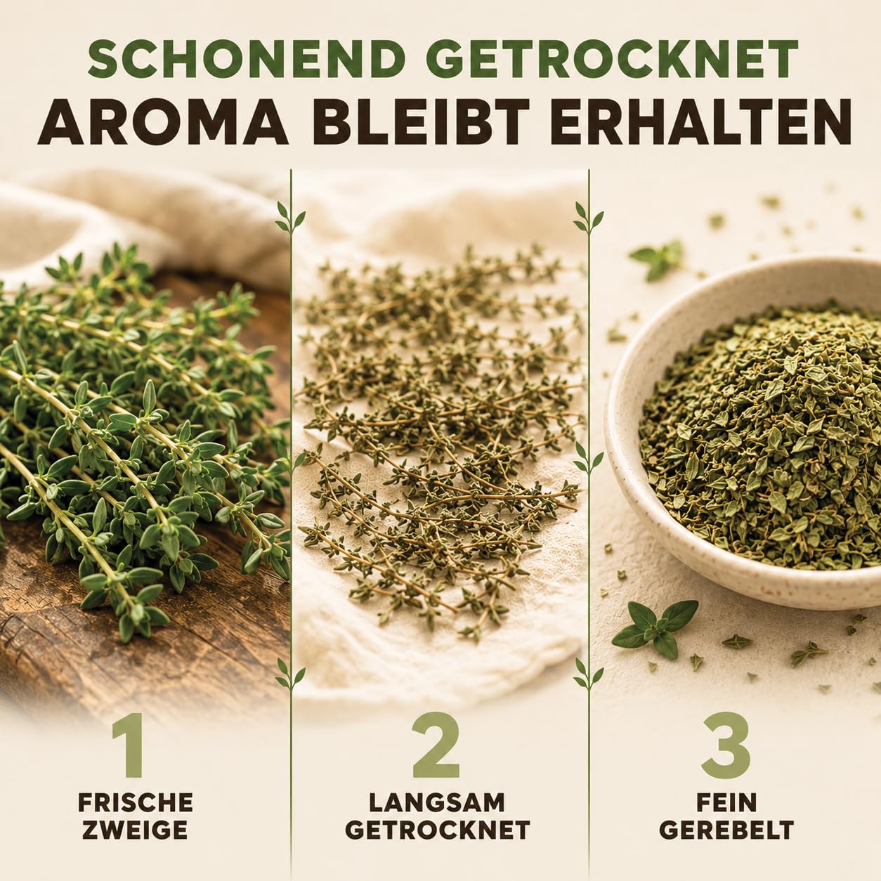 GiDeli Thymian Getrocknet 10kg im Eimer- 100% Naturprodukt ohne Zusätze - Schonend Gerebelt mit Intensivem Aroma - Hitzebeständig zum Mitkochen- Ideal für Fleisch, Pizza, Suppen & Mediterrane Gerichte