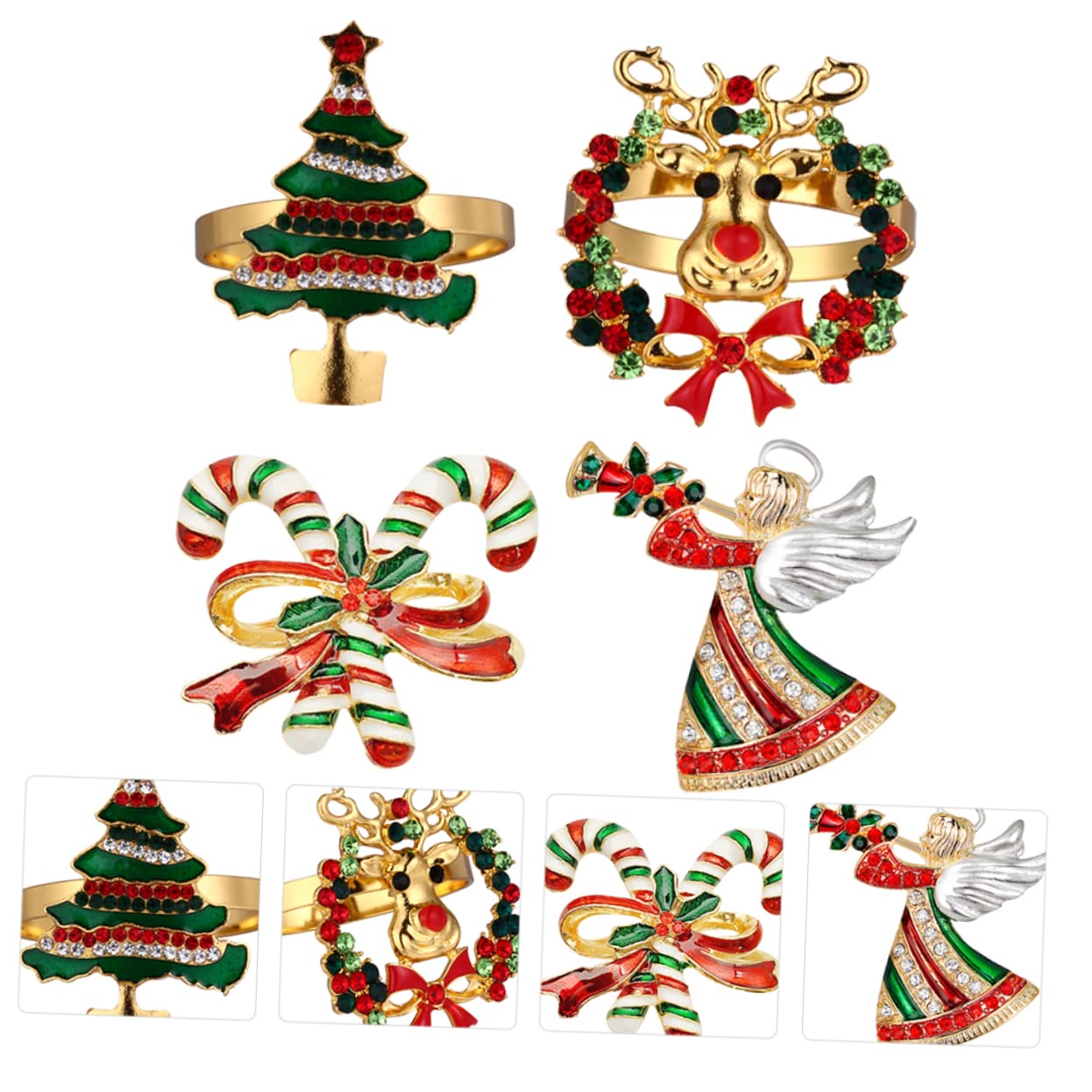 OUNONA 12stücke Teiliges Weihnachtsserviettenringe Aus Legierung Elegante Tischdekoration Für Festlichkeiten Für Weihnachten Hochzeiten Und Partys Rot Und Grün