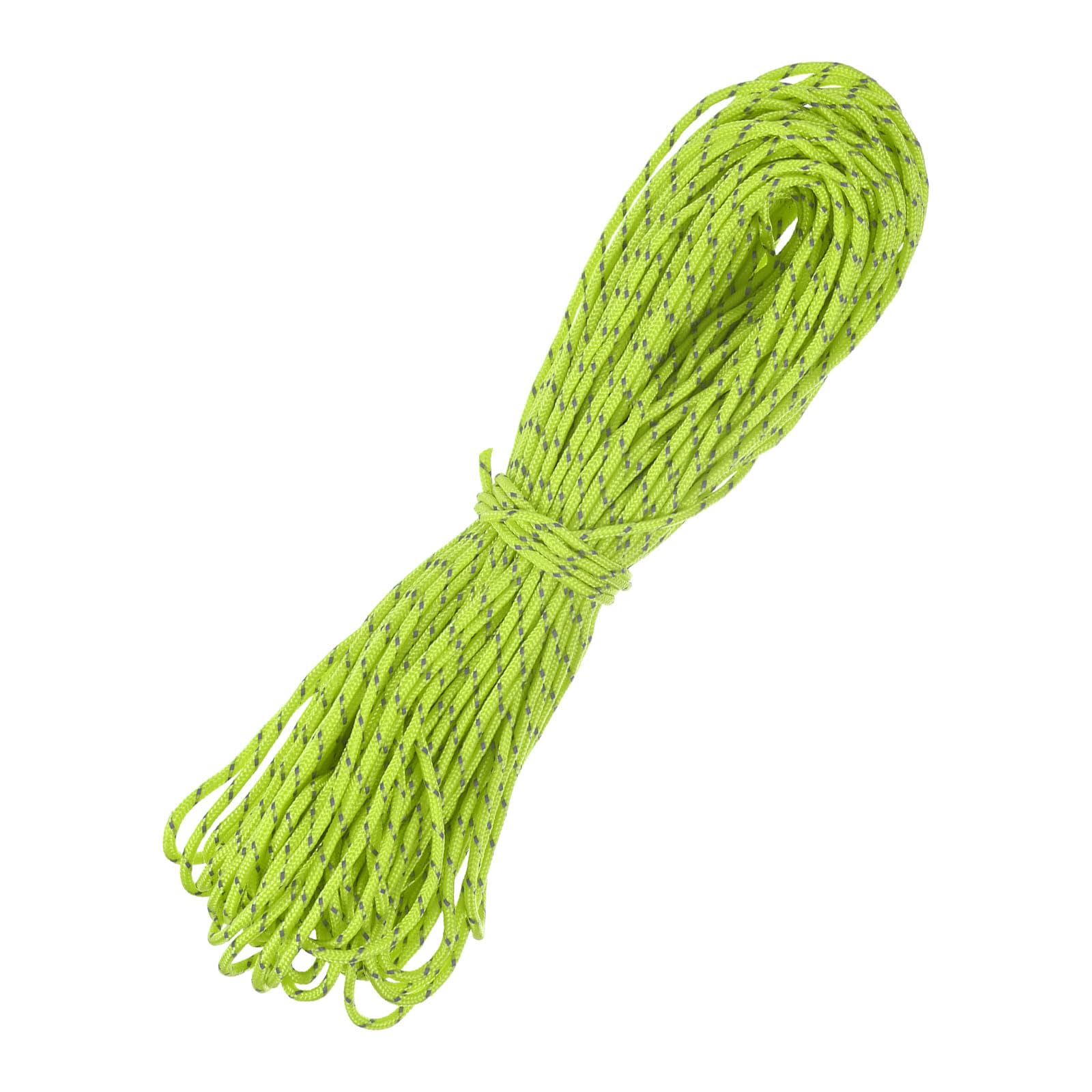 TIXIPEM 2 mm 66FT Reflective Guyline Camping Paracord [1PCS] - Guy Lines Ultralight Thin Cord Rope 3 Strands Paracord Use for Camping Tents & Tarps & Hiking - [Fluorescent Green]