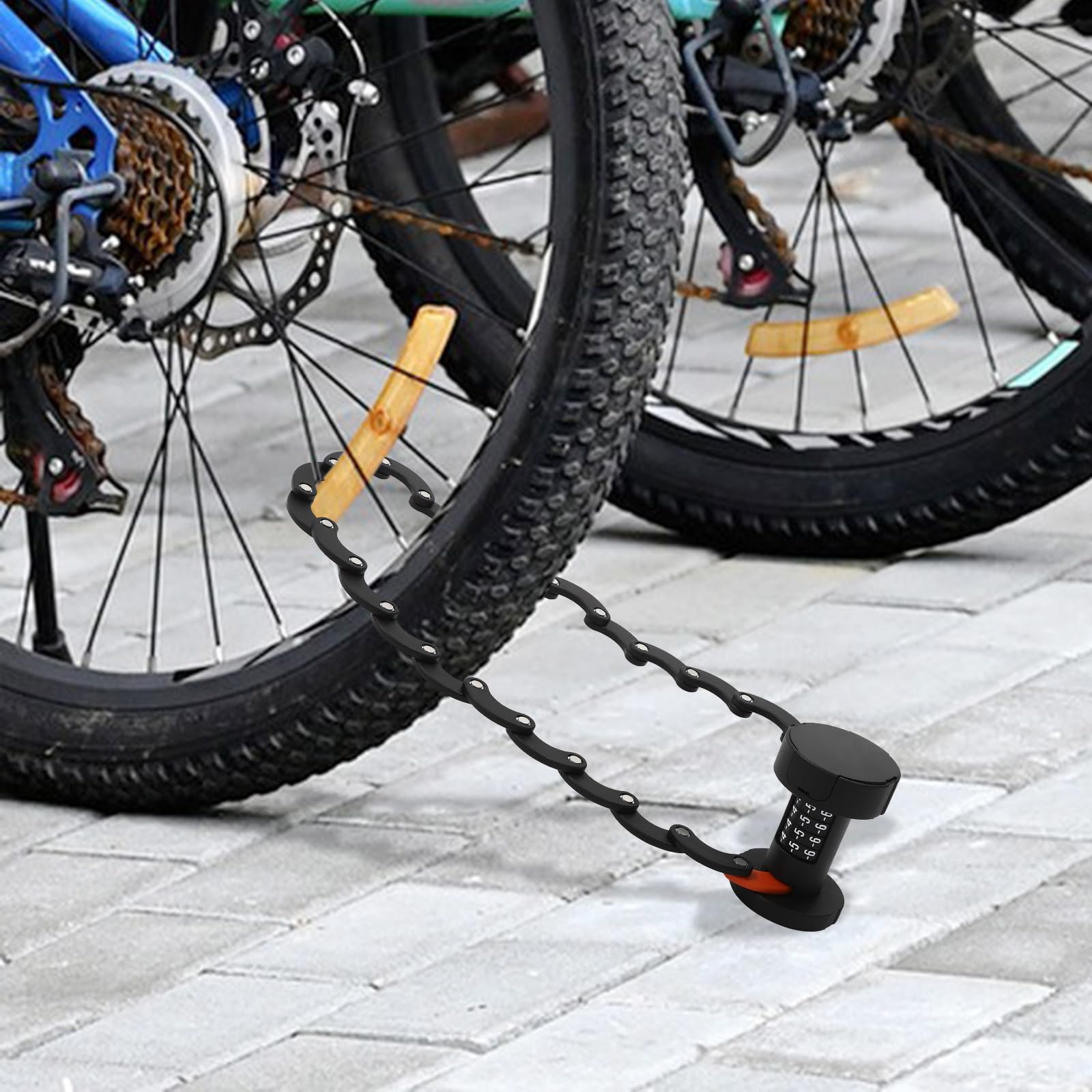 Wysokie bezpieczeństwo zapięcie rowerowe, składane zapięcie z metalu, z kluczem, zamek szyfrowy z uchwytem, długość 88 cm, zapięcie rowerowe do rowerów górskich / BMX (czarne)