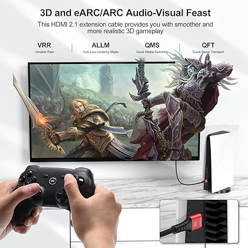 Miniatura 8 de Cable de extensión HDMI 8K de 10 pies, extensor de adaptador HDMI macho a hembra de ultra alta velocidad, compatible con 8K 60Hz, 4K, 2K para