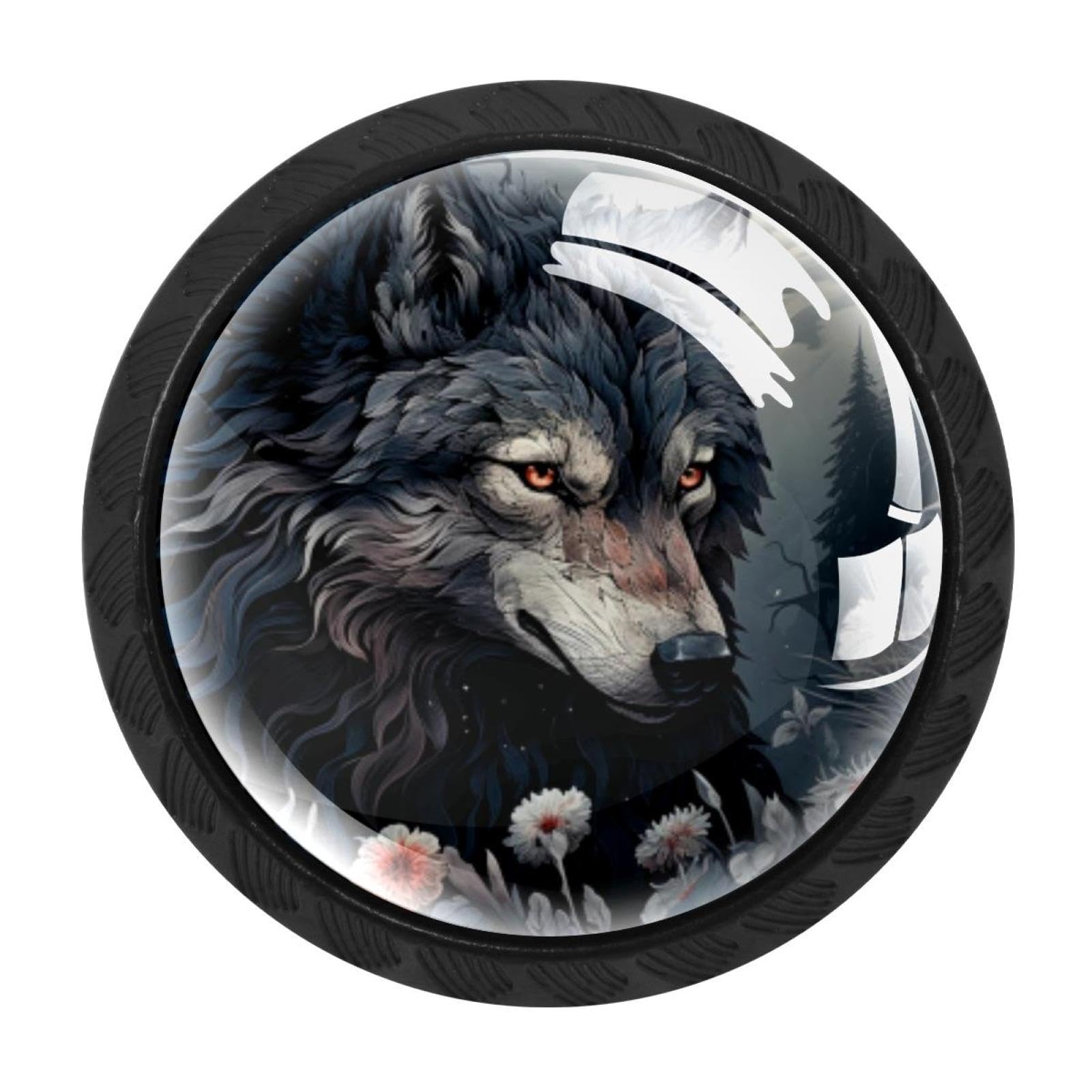 CHENZZZZ 4 Pieces Wolf Drawer Knobs, 35mm Black Cabinet Knobs, Drawer Pulls and Knobs, Dresser Drawer Knobs, Cabinet Hardware Kitchen Cabinet Knobs