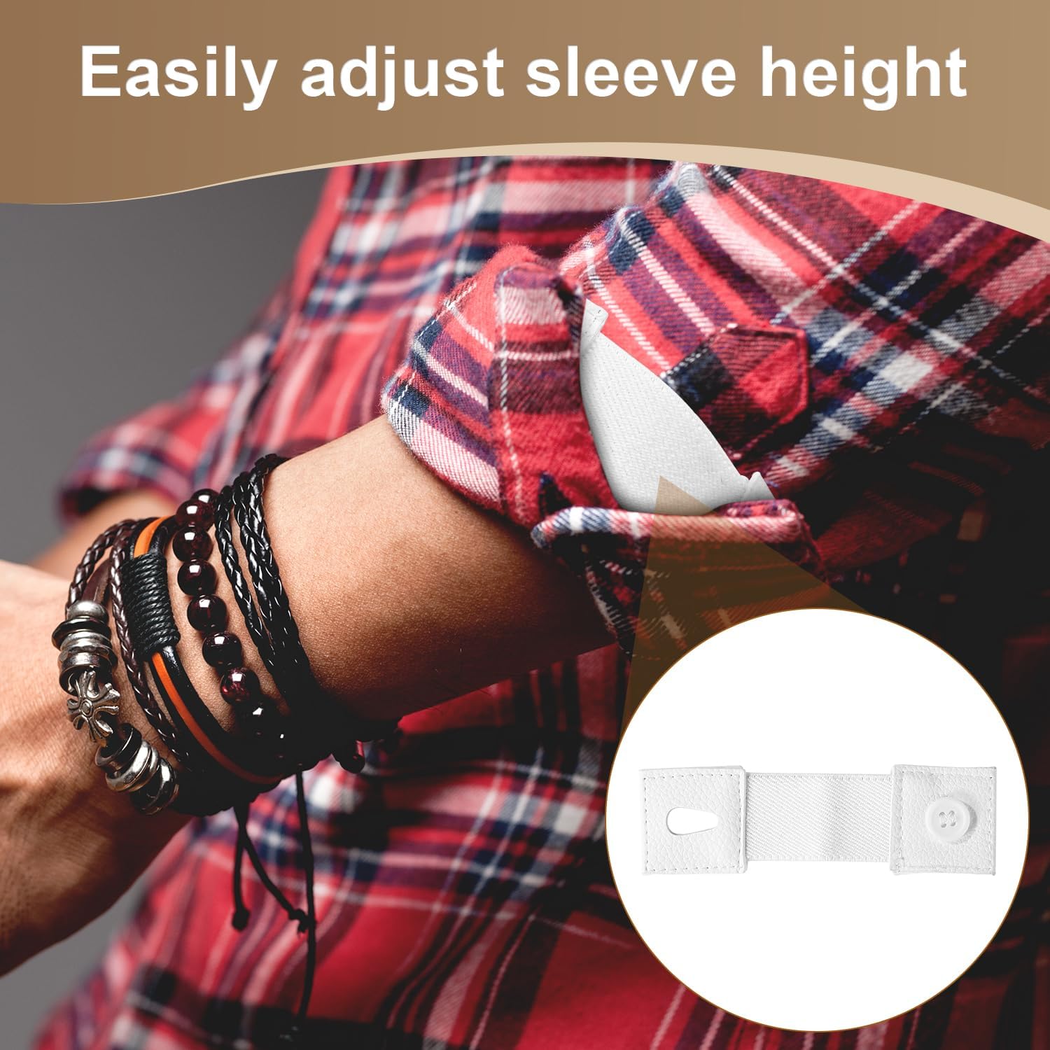 4pcs Shirt Cuff Holder, Sleeve Garters Elastic Anti-Slip Shirt Sleeve Holder Sleeve Bracelets Arm Band Unisex Armbands Arm Strap to Hold up Sleeves Accessories for Women Men (Black, White)