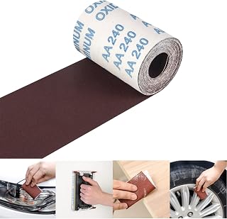 15FT Sandpaper Roll 240 Grit Sanding Paper Durable Cloth Back Dry Wet Sand Paper 4.5 Inch Wide Brown Fused Alumina Abrasive Paper for Wood Drywall Metal Resin Polishing Grinding Automotive Sanding