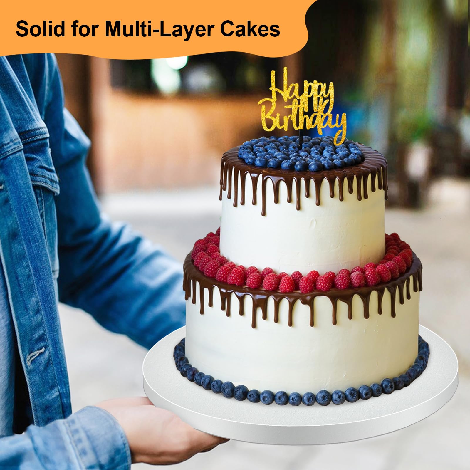 12 Stück Kuchentrommeln 25,4 cm, 1,27 cm dicker Karton, robuste, runde Kuchenplatte zum Dekorieren und Präsentieren – hochwertige weiße Kuchenbasis für Hochzeit