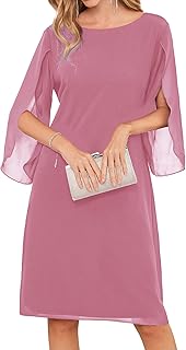 Womens Chiffon Dresses Flutter Sleeve Party Wedding Cocktail Dress Size 8-20