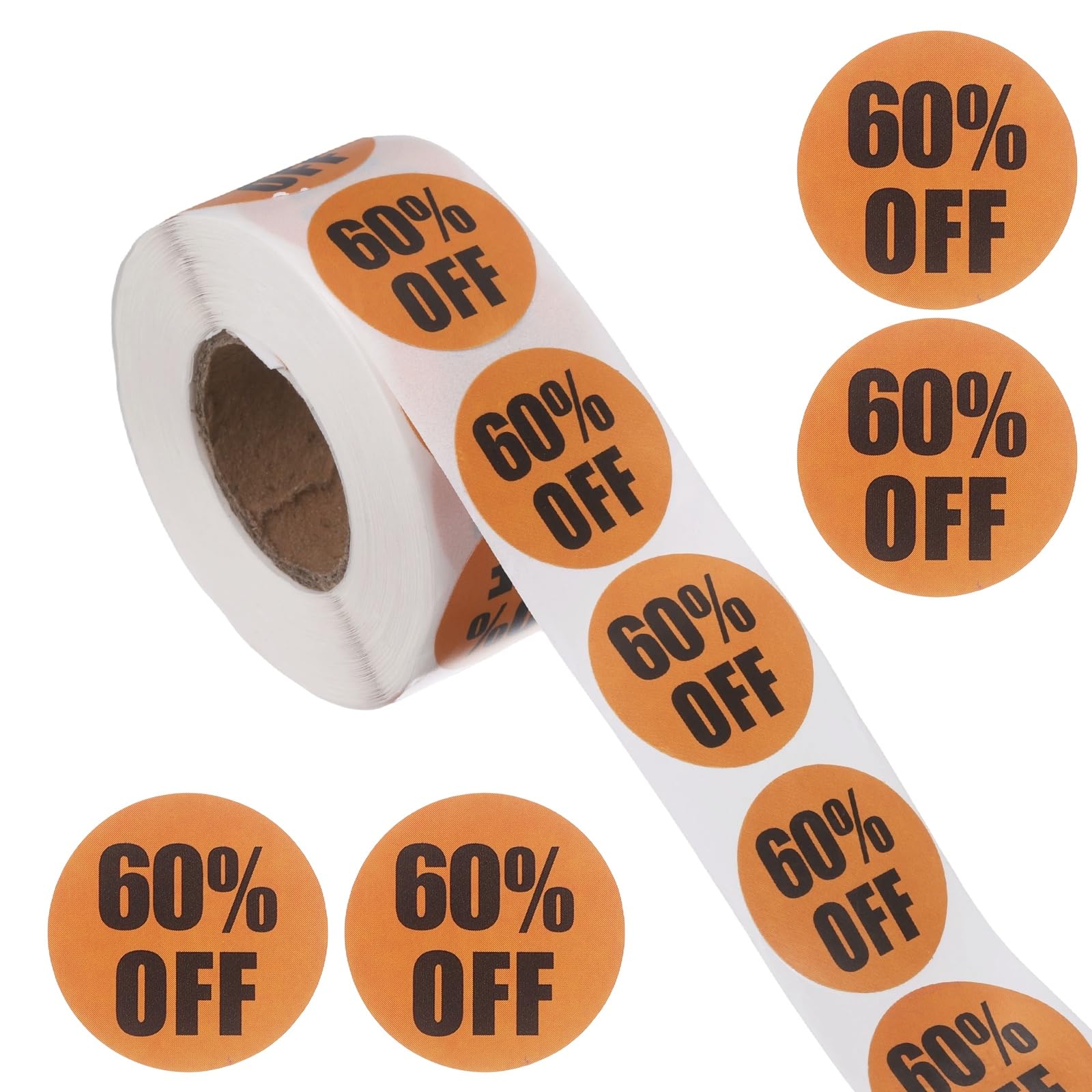 PATIKIL 60% Self-Adhesive Percent Off Sticker, (Orange, 1 Inch) (1500Pcs), Round Sale Signs Price Marker Sticker Price Reduced Labels, Suit for - Retail Store/Supermarket/Shops/Clearance