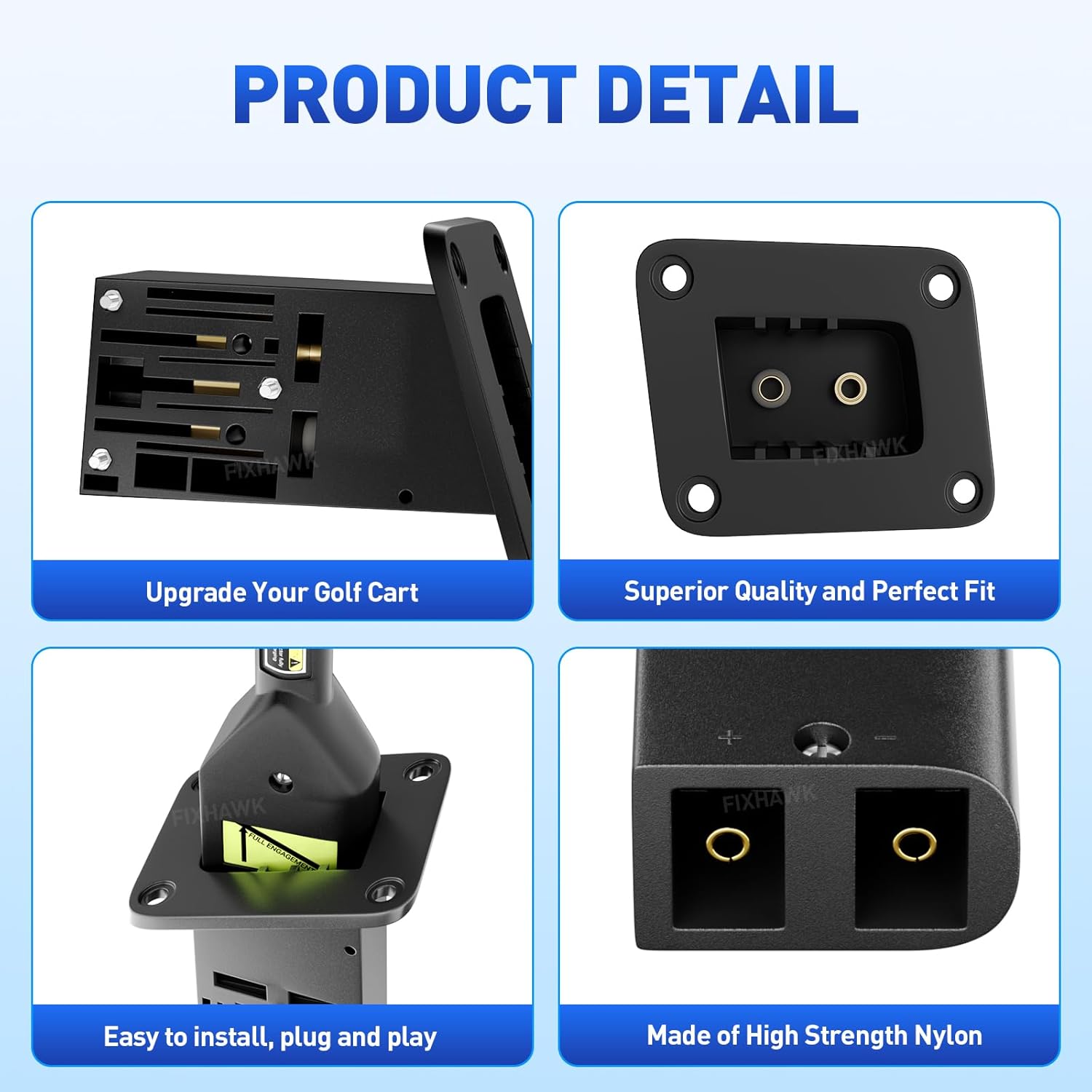 EZGO TXT 36V PowerWise Charger Receptacle and W/Handle Plug, Fit for EZGO TXT/Medalist Electric 1996-up Golf Carts. Replace OEM# 73345-G01 73063-G01