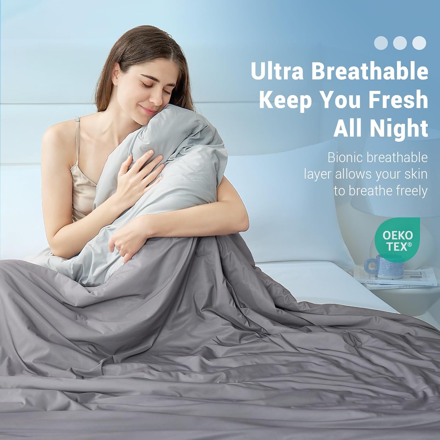 Elegear Cooling Comforter Queen Size Absorb Body Heat to Keep Cool, Double-Sided Cooling Blanket for Hot Sleeper Arc-Chill Cool Fabric Q-Max>0.5, Lightweight Summer Comforter Ice Blanket,Gradient Gray - Image 5