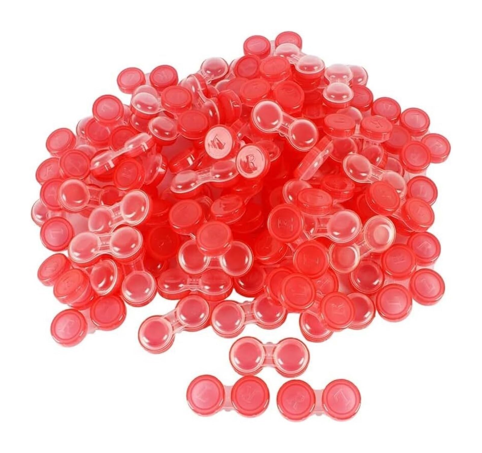 Astuccio per lenti a contatto, Custodie for lenti a contatto Scatola porta contenitori multicolore for occhi sinistro/destro da 100 pezzi(Transparent Red)
