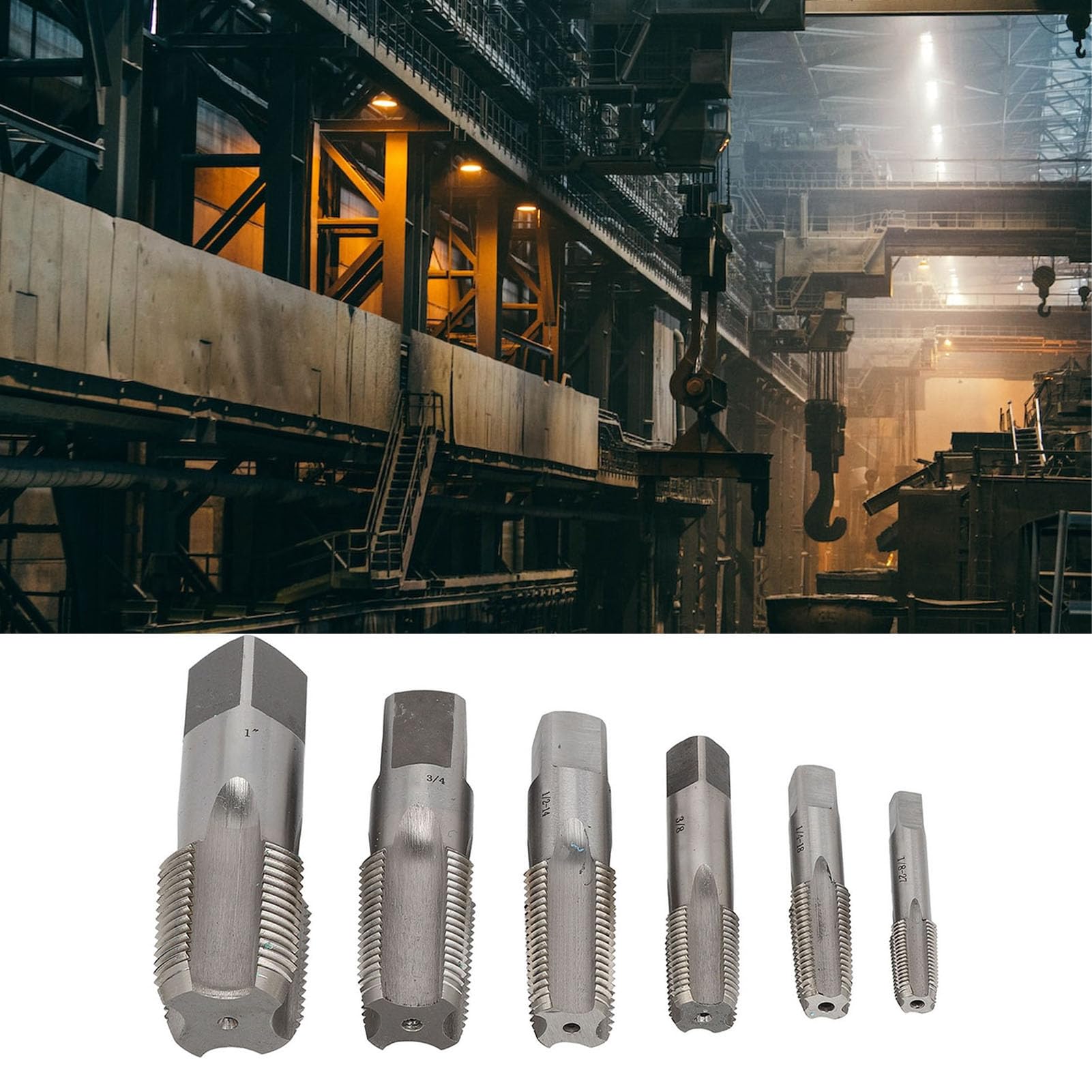 Zestaw Kranów Rurowych NPT HSS, 6 szt. Zestaw Kranów Rurowych NPT Gwint HSS Hydraulik Przemysłowe Pudełko do Przechowywania, Krany Rurowe