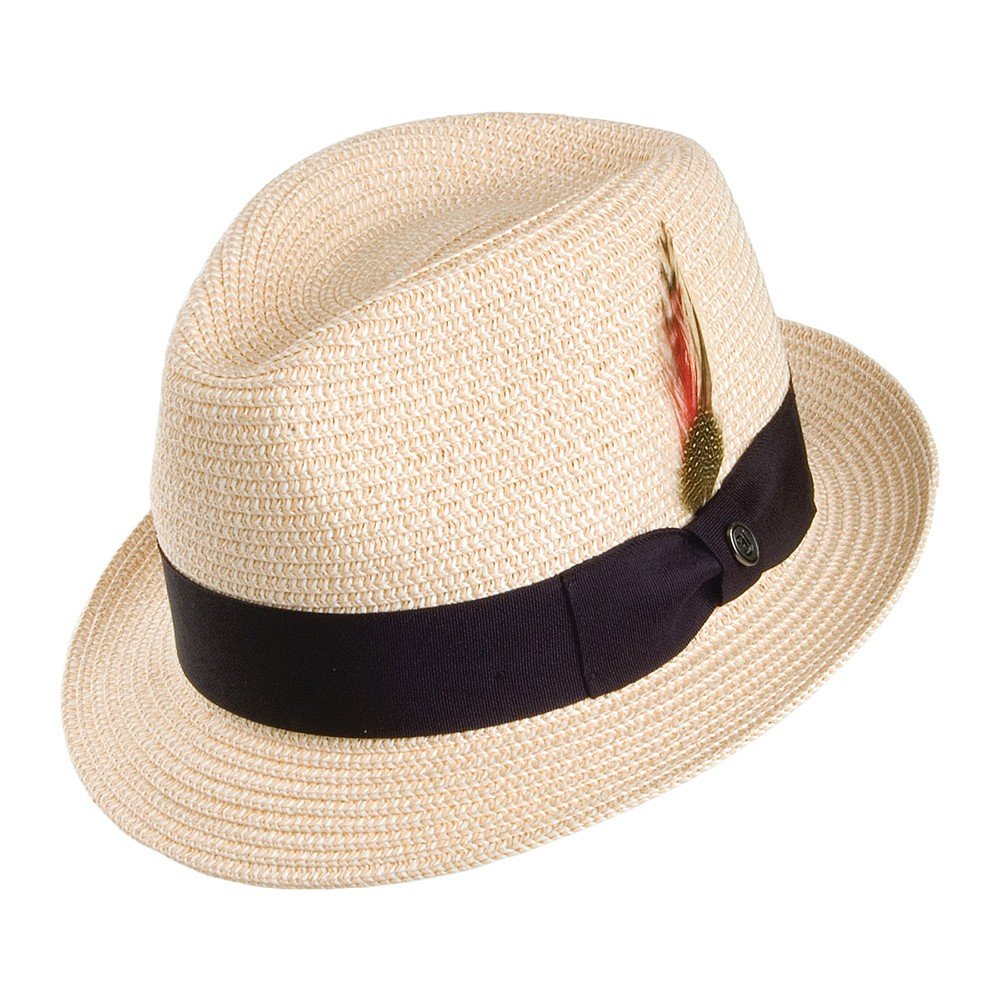 Jaxon & James Men's Off-White Toyo Straw Trilby Hat - Natural - Medium