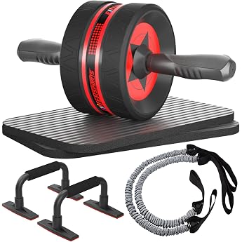 EnterSports Abdominal Roller Abdominal Trainer with Two Knee Mats Abdominal Wheel for Abdominal Training Abdominal Trainer for Home Suitable for Beginners Advanced and Professionals