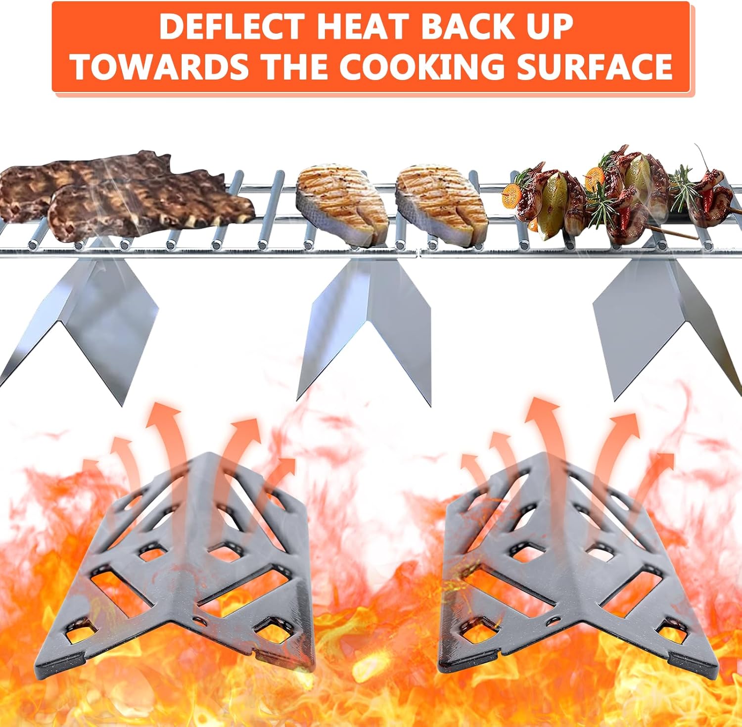 QuliMetal Grill Warming Rack and 66040 Grill Heat Deflector for Weber Genesis II 300 Series Gas Grills