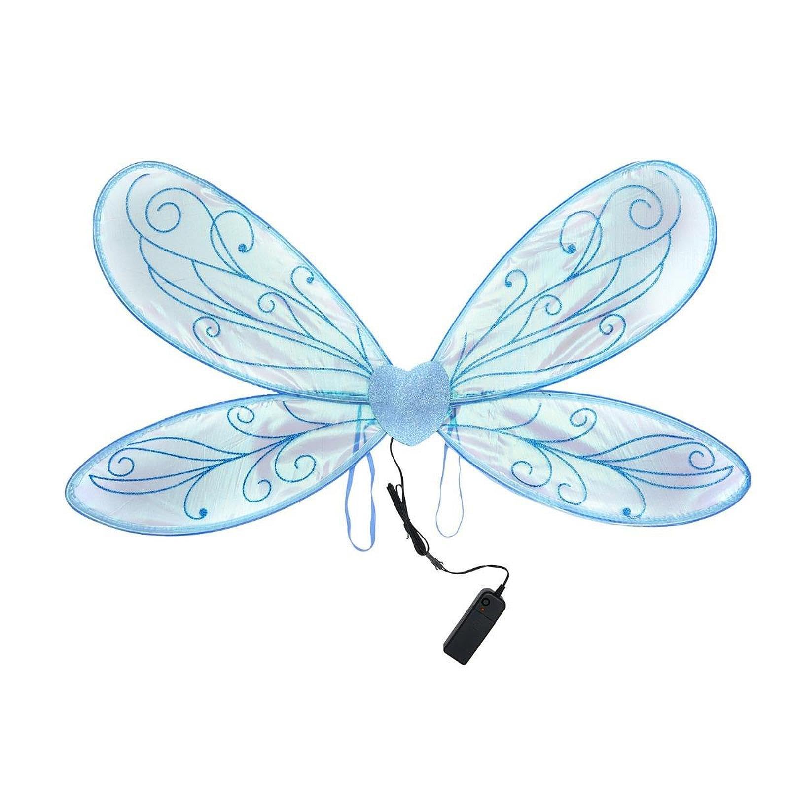 TISHITA Light Up Engel Flügel Schmetterlingsflügel mit Licht für Frauen Mädchen Flügel Kostüm Accessoire für Cosplay Bequemes Leichtes Design für Bühn, Blau