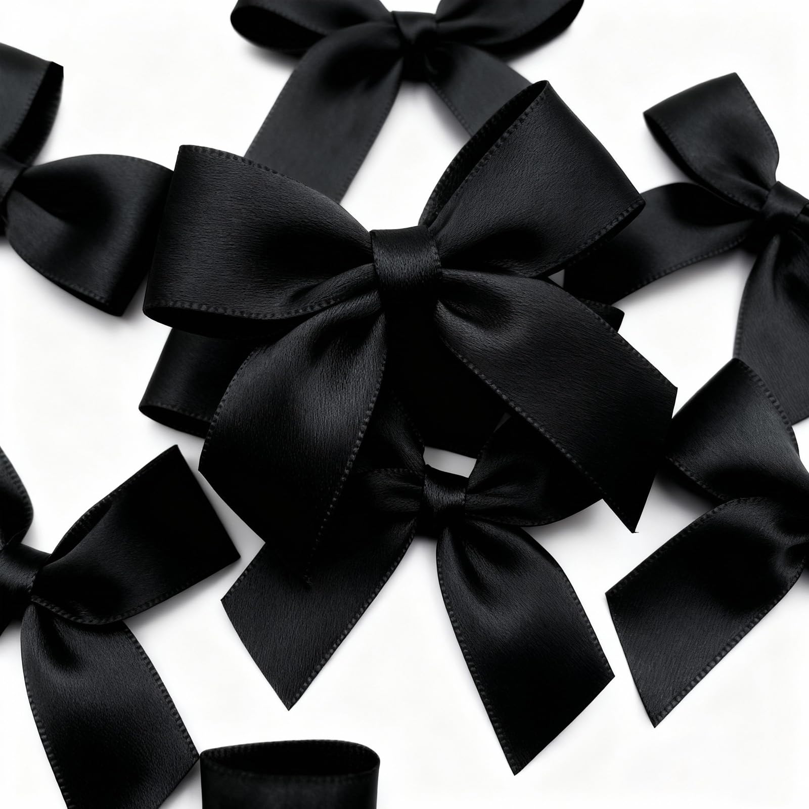 Jisrcha 60 Fiocchi, Fiocchetti Piccoli per Decorazioni, Fiocchetti per Bomboniere per Matrimoni, Confezioni Regalo, Artigianato, Compleanni, Decorazione di Sacchetti per Merenda, Regali Natale(Nero)