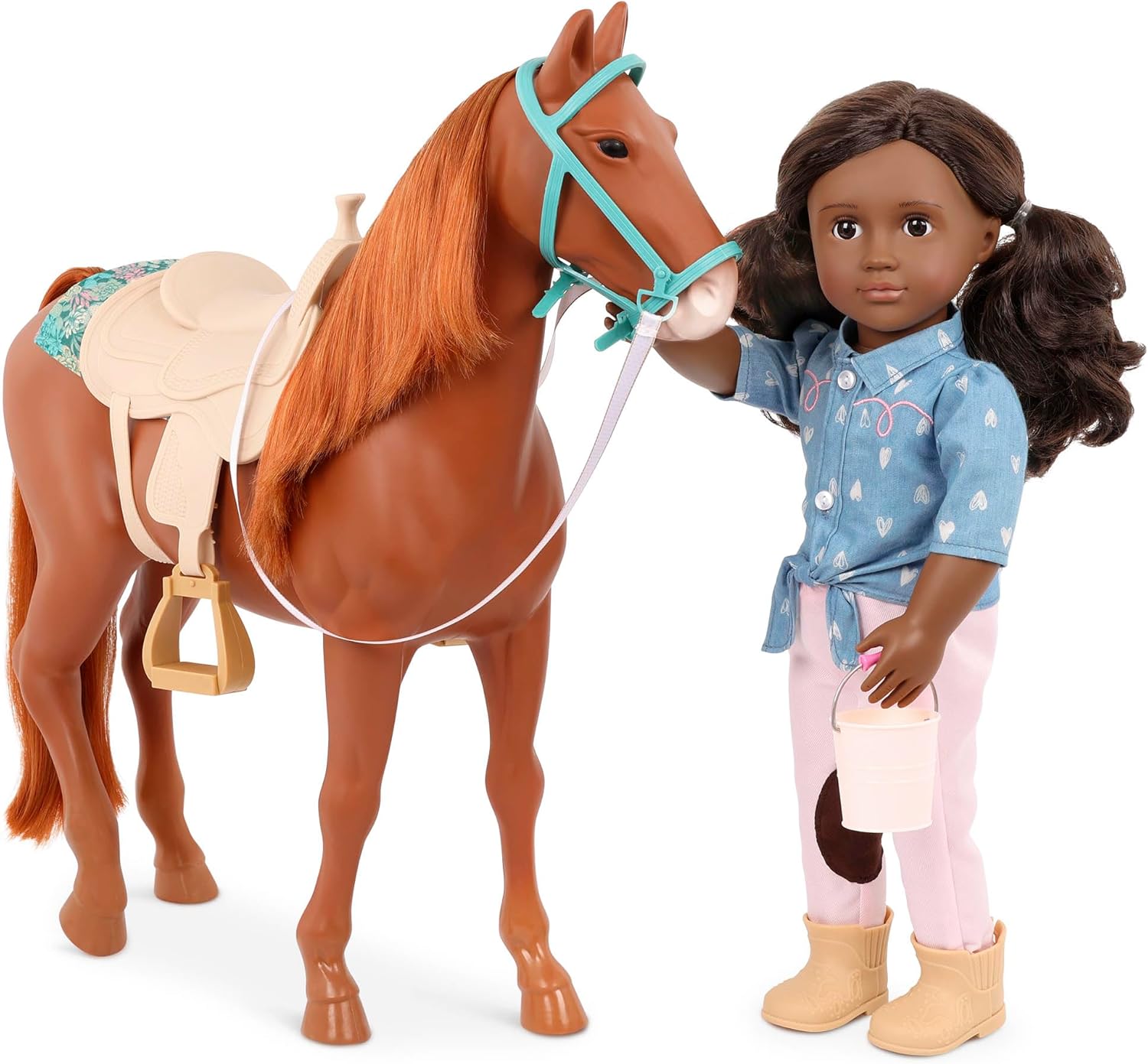 Our Generation - 20" Toy Horse - Saddle & Grooming Pieces - 18" Doll Accessories - Pretend Play - Toy for Kids Ages 3+ - American Saddlebread Horse