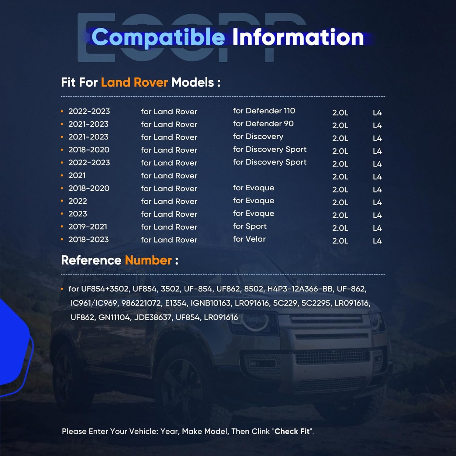 ECCPP 4 ignition coils wilth 4 iridium Spark Plugs Ignition Coil UF854 coils packs for Land Rover Defender 110 2.0L 2022-2023 for Land Rover Defender 90 2.0L 2021-2023 UF854