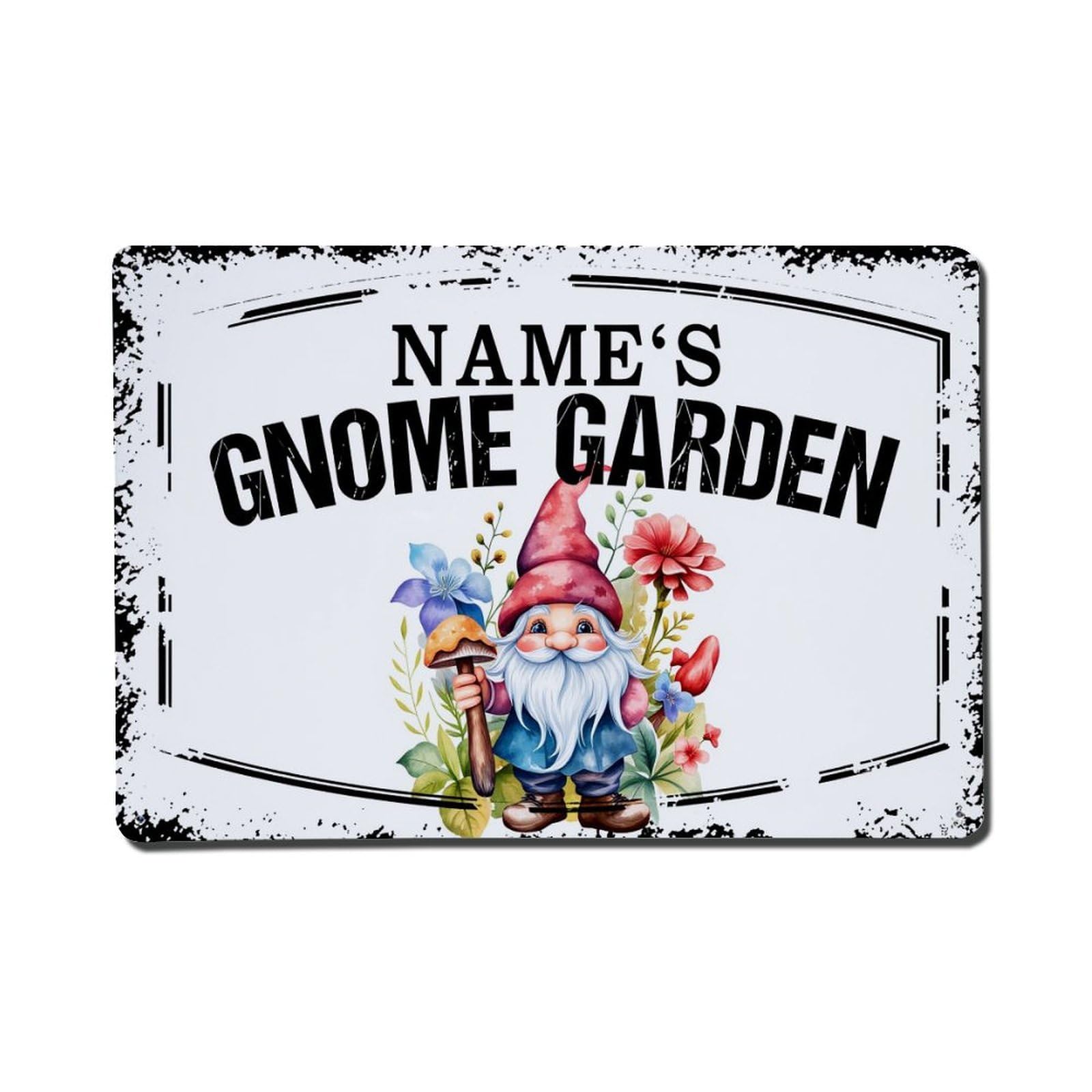 Enderetf Vintage Gnome Garden Sign Art Print Tin Sign Metal Poster, Home Bar Garage Man Cave Cafe Indoor & Outdoor Wall Decoration 8X12inches