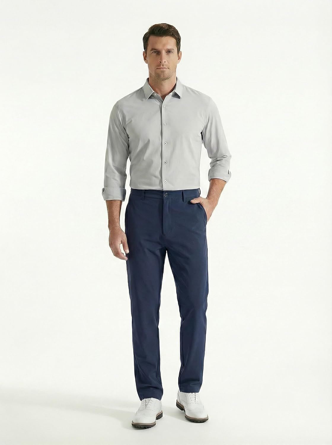 Rapoo Men's Stretch Golf Pants Elastic Waist Slim Fit Slacks Lightweight Quik Dry Trousers Casual Dress Work Pants for Men