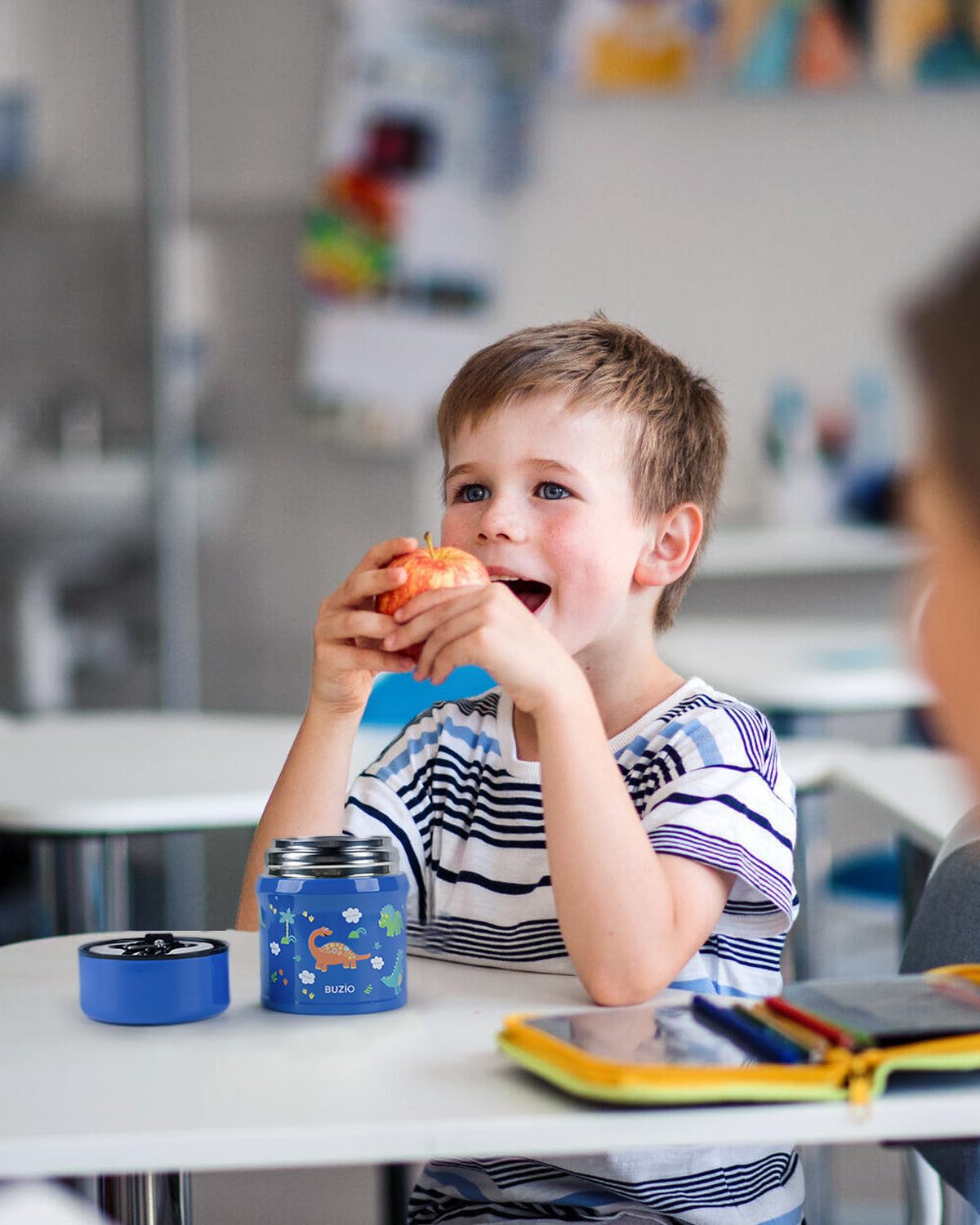 Recipiente de comida aislado para niños y adultos, tarro de comida para niños aislado al vacío de acero inoxidable de 10 onzas con cuchara plegable, a prueba de fugas, tarro de comida aislado al 7