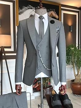 Wangyue Suit Men Slim Fit Blue1 One Button Double Breasted