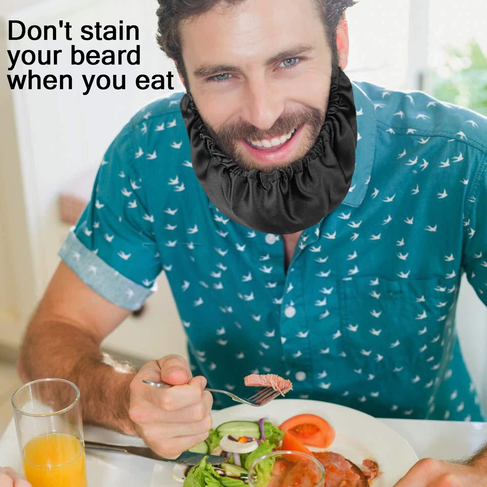 Beard Bandana Mens Beard Covers, Adjustable Facial Hair Apron Guard Bonnet Bedtime Bib Facial Beard Apron Caps For Sleep, Eat (Black*5Pcs)