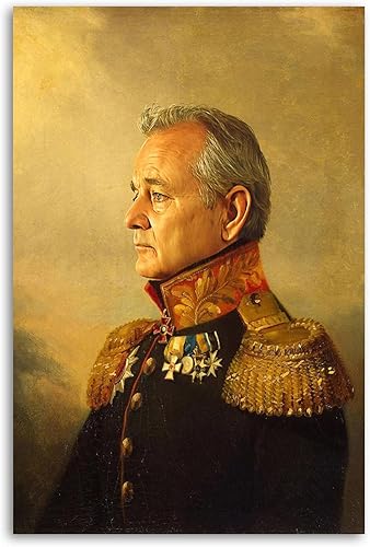 General Bill Murray - Póster de arte en lienzo con retrato y arte de pared, diseño moderno de dormitorio familiar, póster de 08 x 12 pulgadas (7.9 x