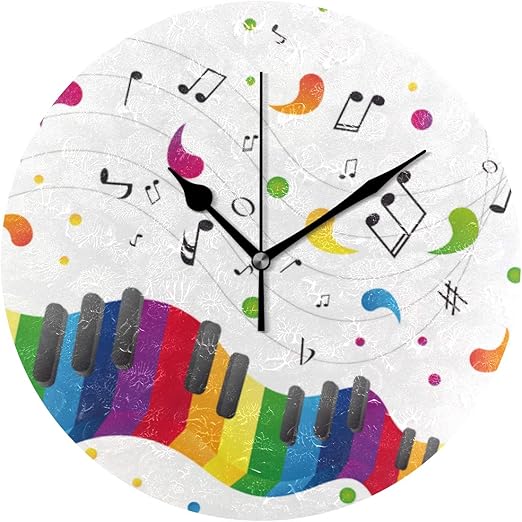 Amazon Miscery 掛け時計 音楽背景ノートピアノキーボード インテリア 木製 サイレント キッズ 子供 部屋飾り 簡単 和風 置き時計 可愛い おしゃれ 北欧 時計 壁掛け 連続秒針 電池式 プレゼント 置き時計 掛け時計 オンライン通販