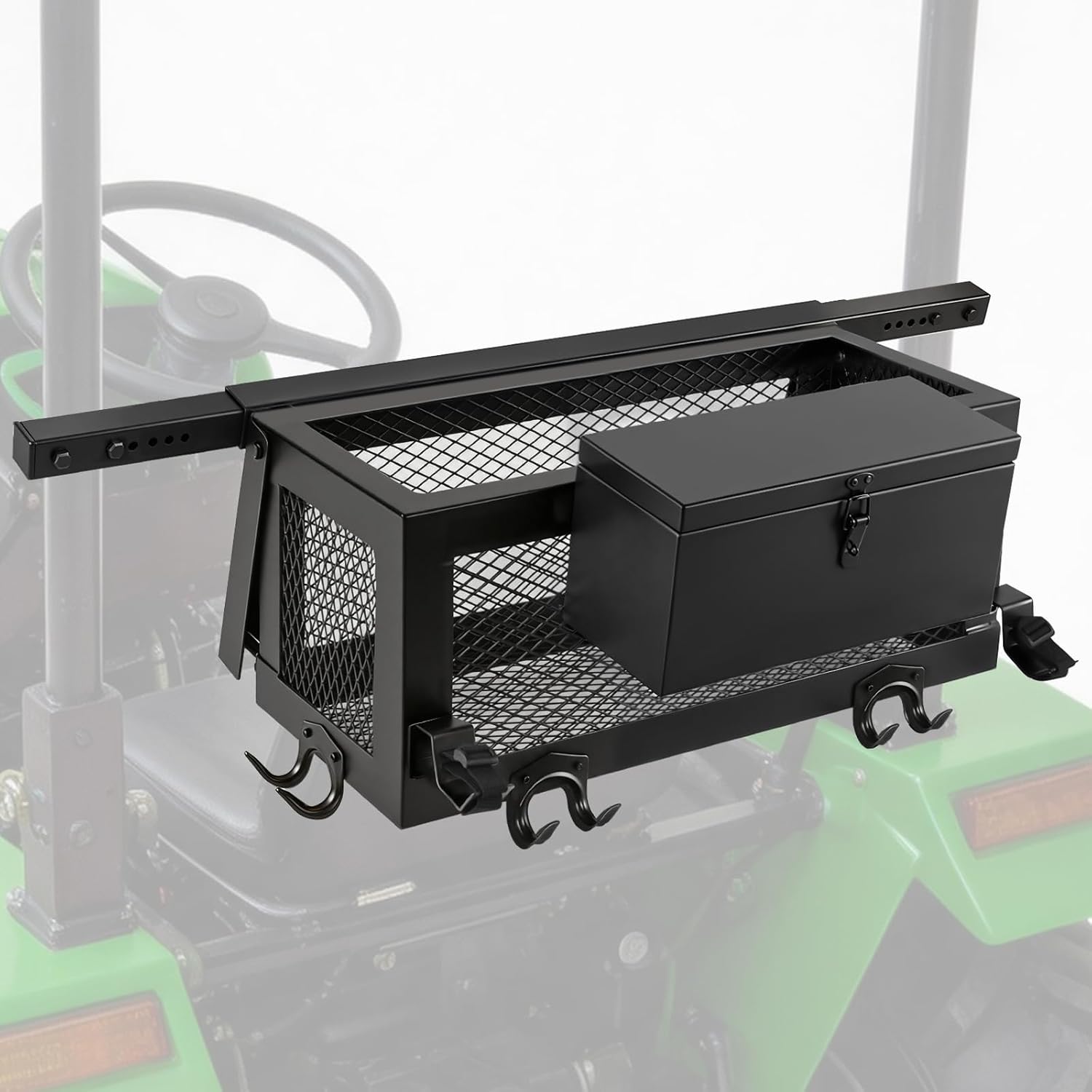 Tractor Tool Tray,Heavy Duty Tractor Tool Box 24"x 10"x 10" Multi-Function Tractor Accessories,tractor basket for Most Tractors