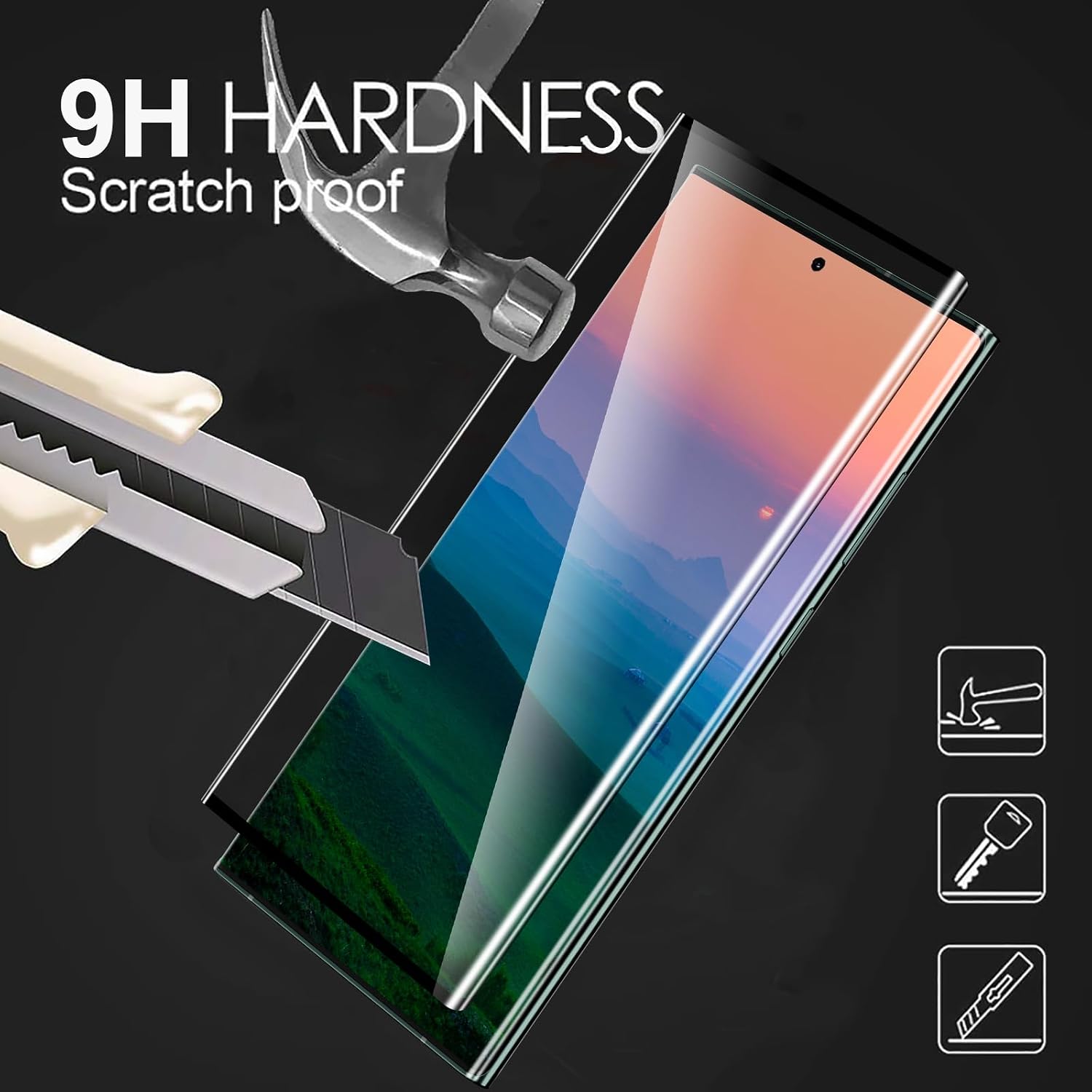 [2+2 Pack] Galaxy S23 Ultra Screen Protector, 9H Tempered Glass, Ultrasonic Fingerprint Support, 3D Curved, HD Clear Scratch Resistant for Samsung Galaxy S23 Ultra 5G Glass Screen Protector